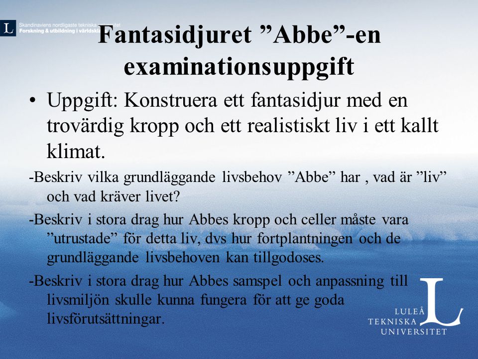 Fantasidjuret Abbe -en examinationsuppgift