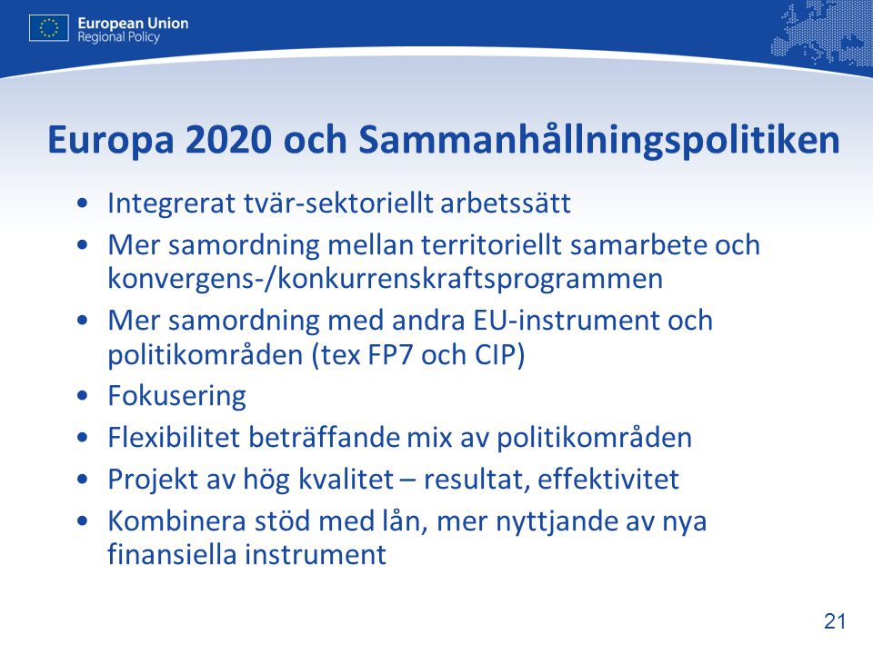 Europa 2020 och Sammanhållningspolitiken