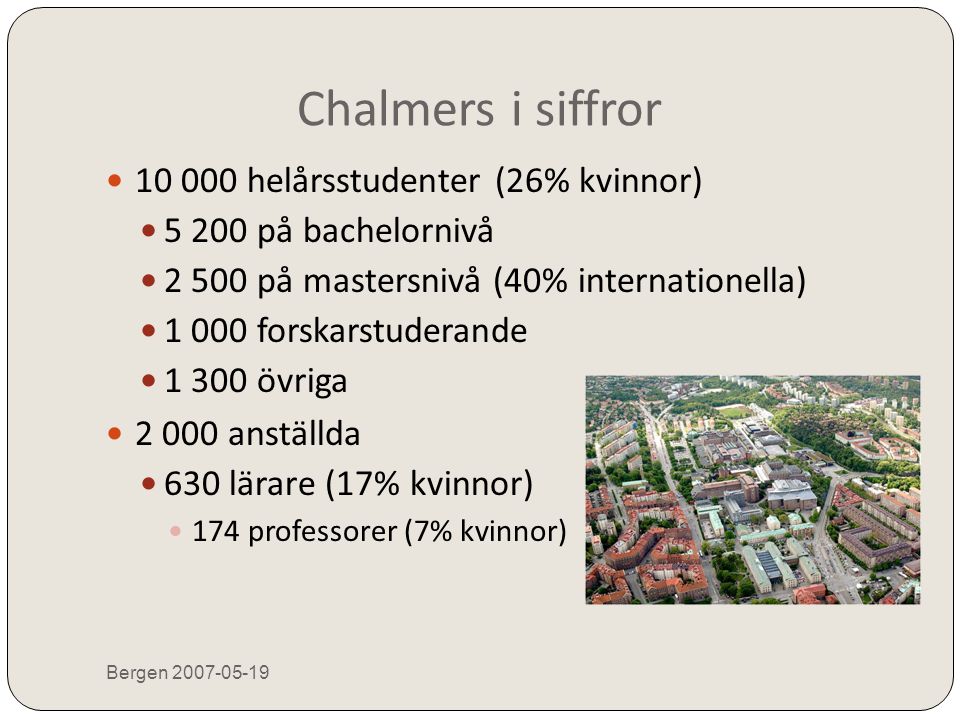 Chalmers i siffror helårsstudenter (26% kvinnor)