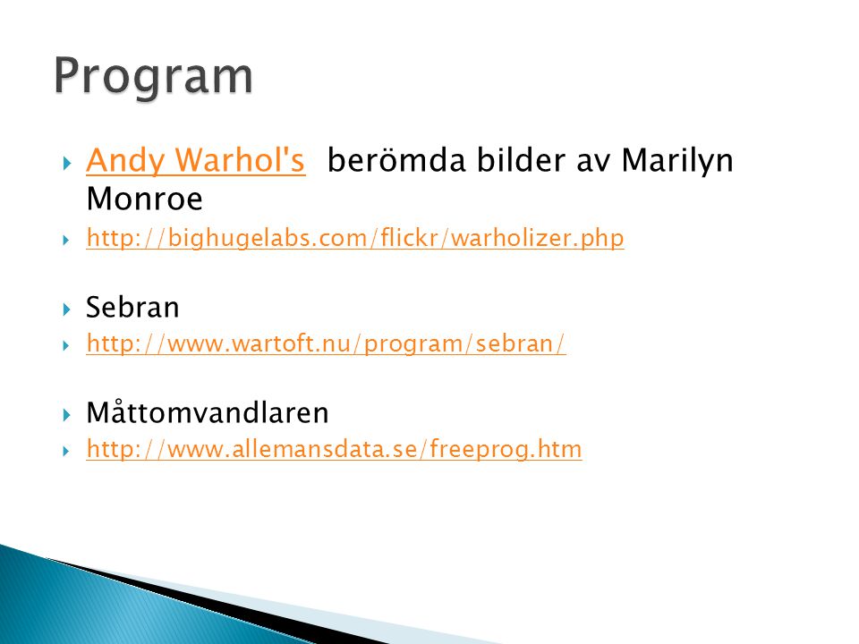 Program Andy Warhol s berömda bilder av Marilyn Monroe Sebran