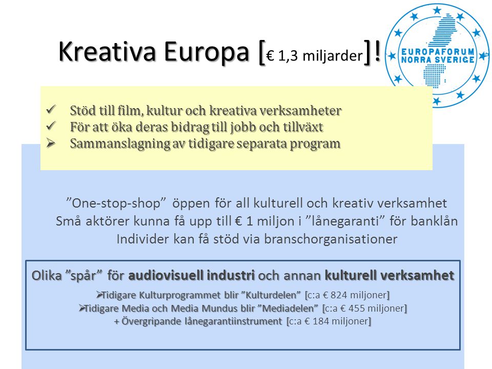 Kreativa Europa [€ 1,3 miljarder]!