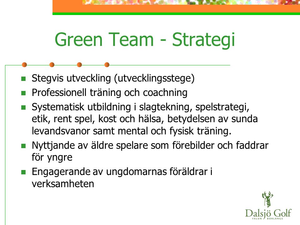 Green Team - Strategi Stegvis utveckling (utvecklingsstege)