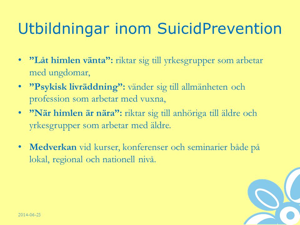 Utbildningar inom SuicidPrevention
