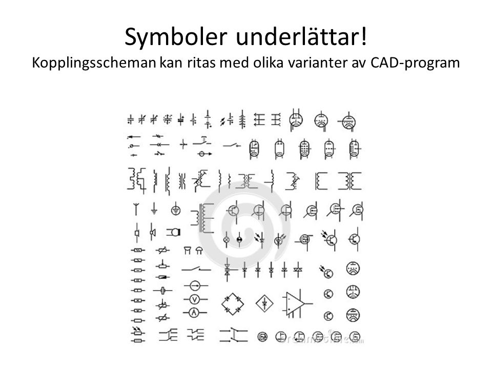 Symboler underlättar! Kopplingsscheman kan ritas med olika varianter av CAD-program