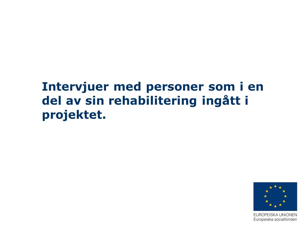 Intervjuer med personer som i en del av sin rehabilitering ingått i projektet.