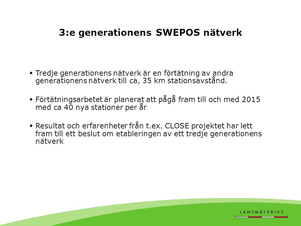 3:e generationens SWEPOS nätverk