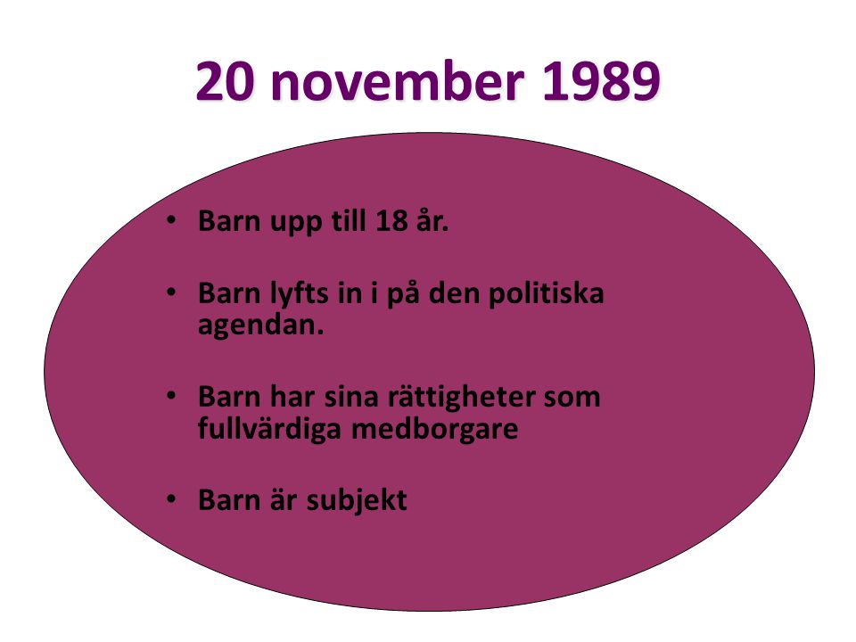 20 november 1989 Barn upp till 18 år.