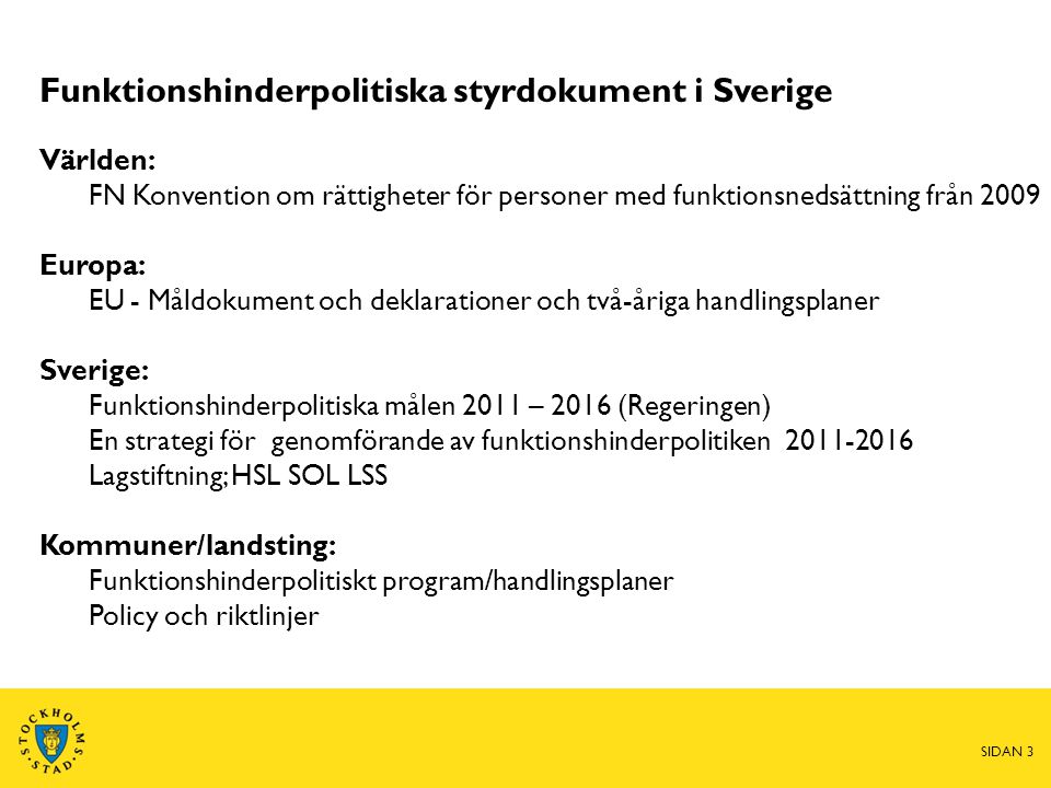 Funktionshinderpolitiska styrdokument i Sverige