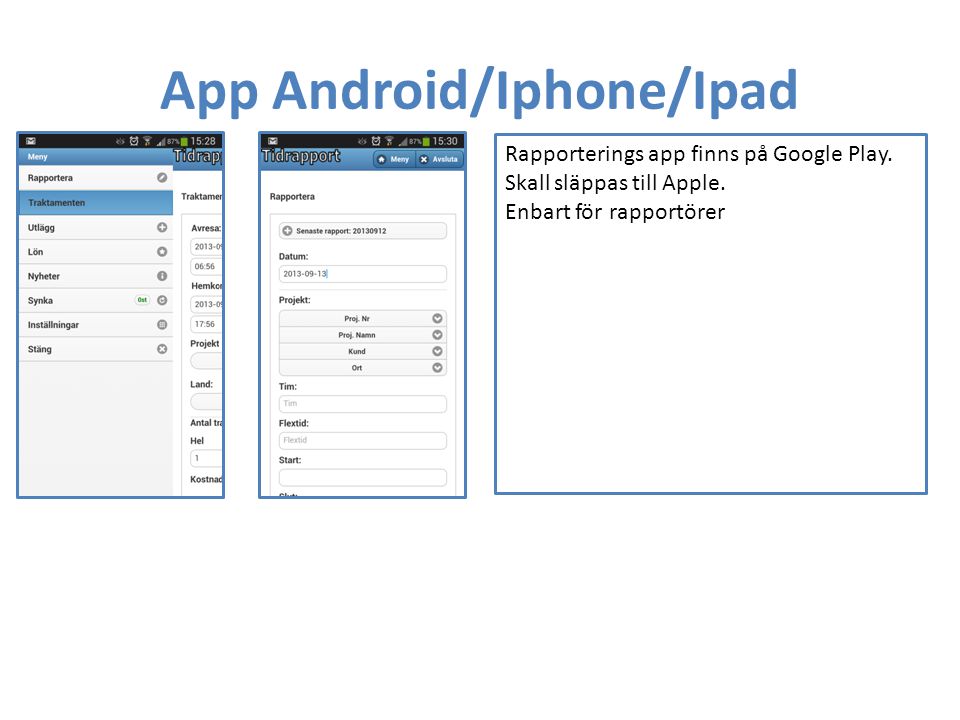 App Android/Iphone/Ipad