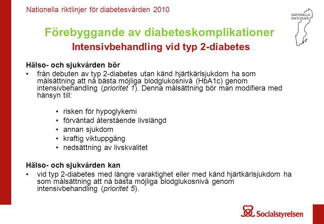 Förebyggande av diabeteskomplikationer Intensivbehandling vid typ 2-diabetes