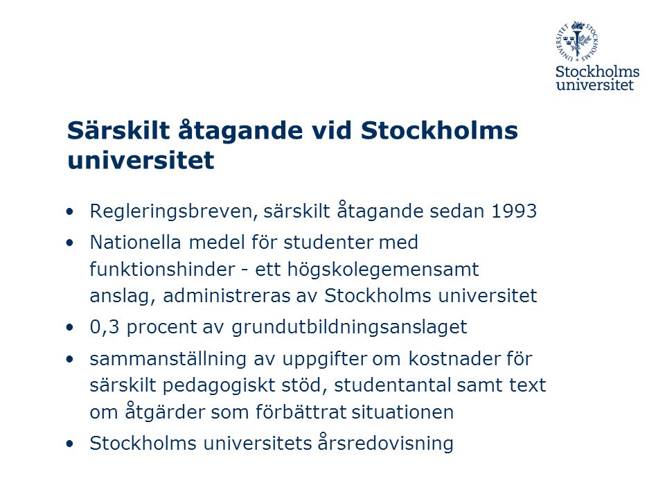 Särskilt åtagande vid Stockholms universitet