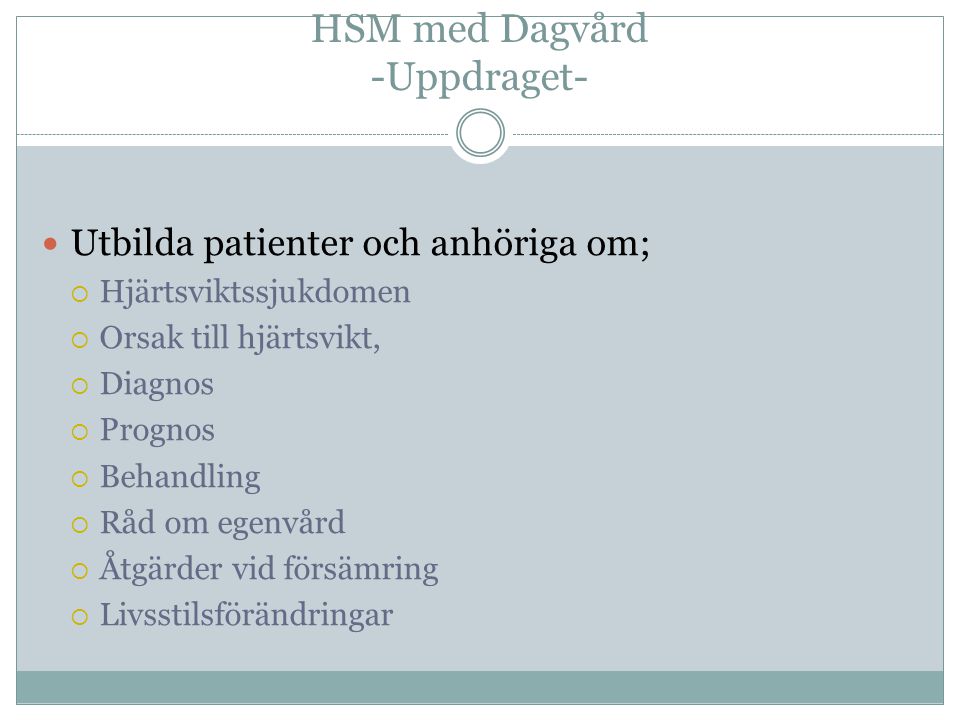 HSM med Dagvård -Uppdraget-