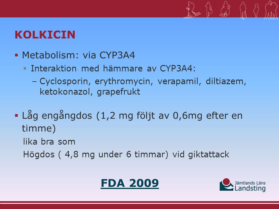 Kolkicin FDA 2009 Metabolism: via CYP3A4