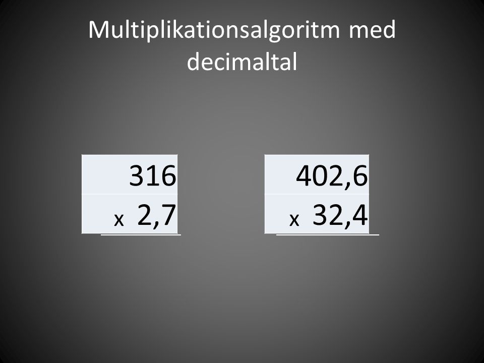 Multiplikationsalgoritm med decimaltal