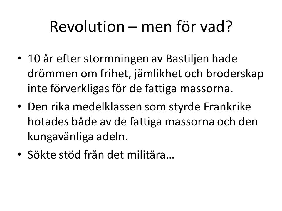 Revolution – men för vad