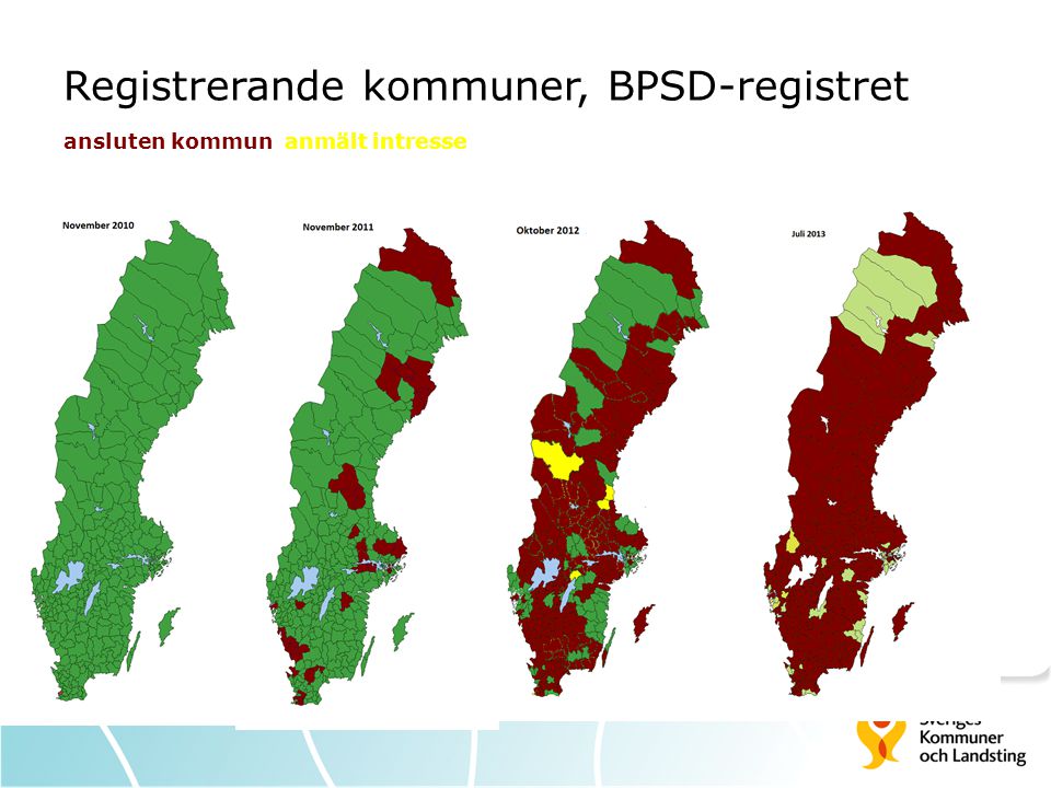 Registrerande kommuner, BPSD-registret ansluten kommun anmält intresse
