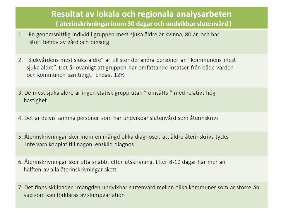 Resultat av lokala och regionala analysarbeten