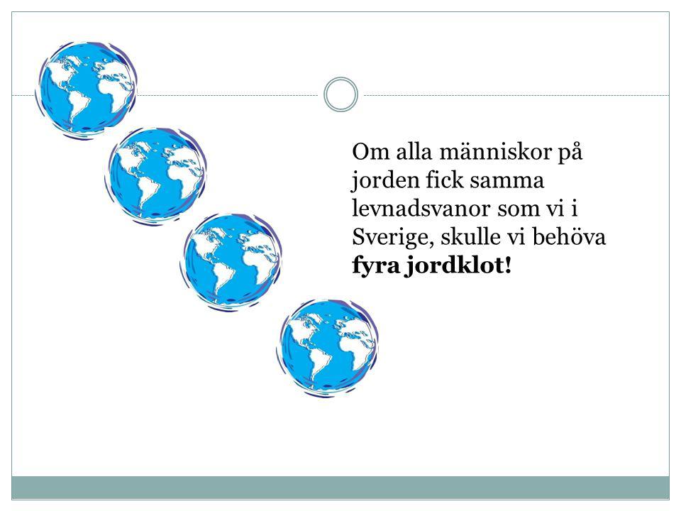 Om alla människor på jorden fick samma levnadsvanor som vi i Sverige, skulle vi behöva fyra jordklot!