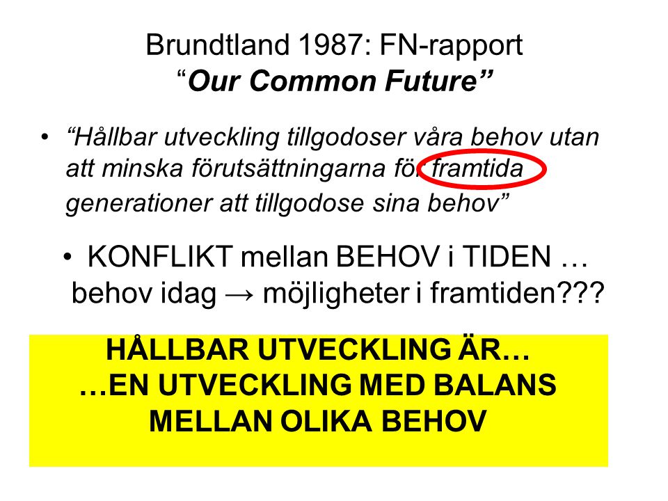 Brundtland 1987: FN-rapport Our Common Future