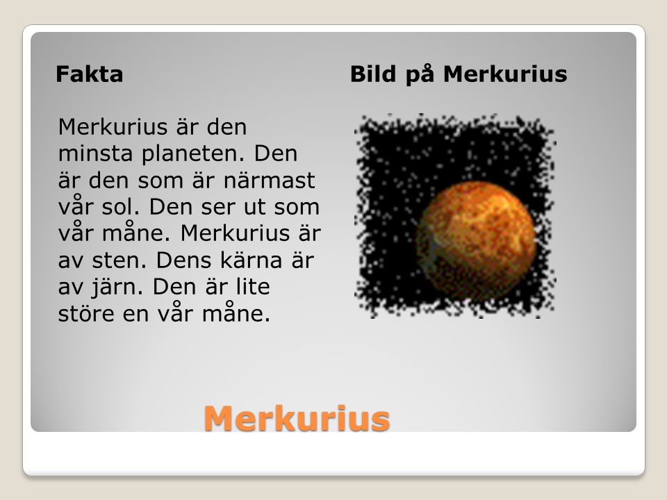 Merkurius Fakta Bild på Merkurius