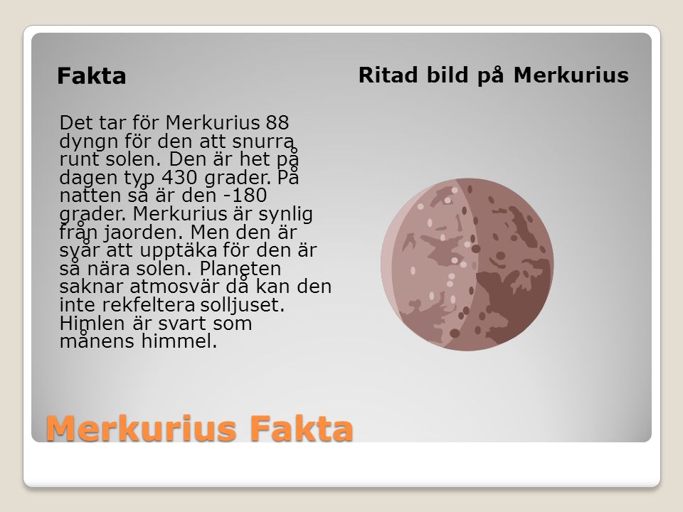 Merkurius Fakta Fakta Ritad bild på Merkurius