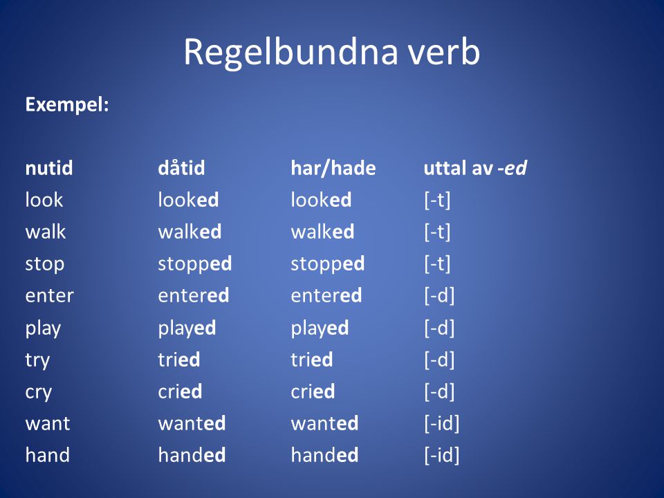 Regelbundna verb