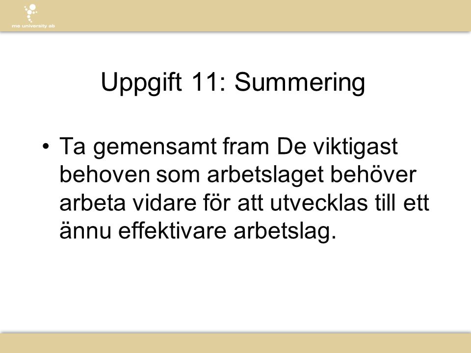Uppgift 11: Summering