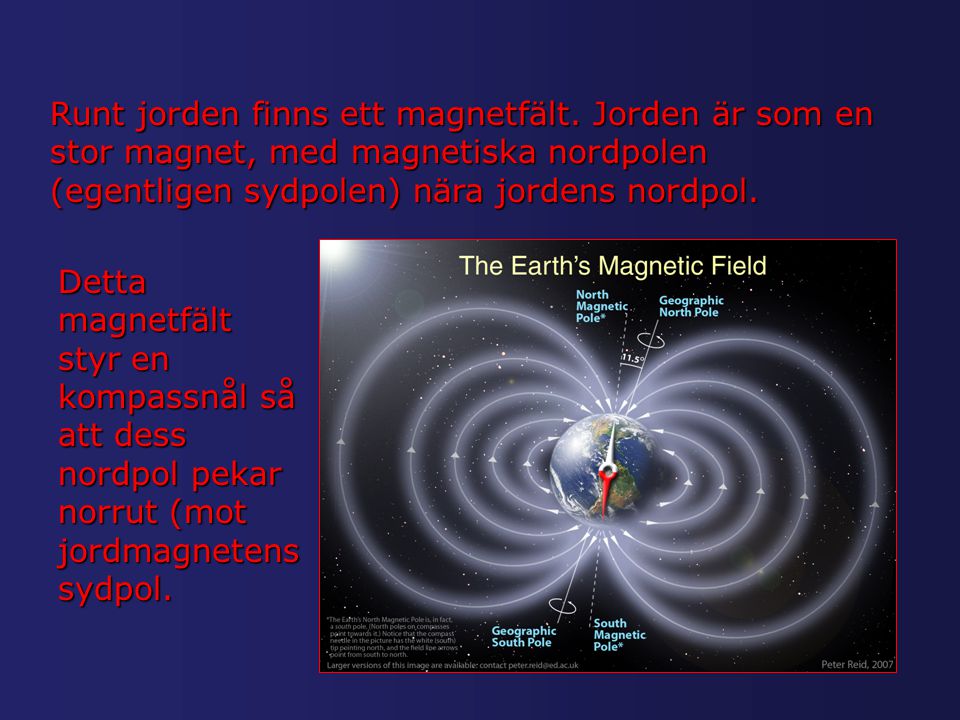 Runt jorden finns ett magnetfält