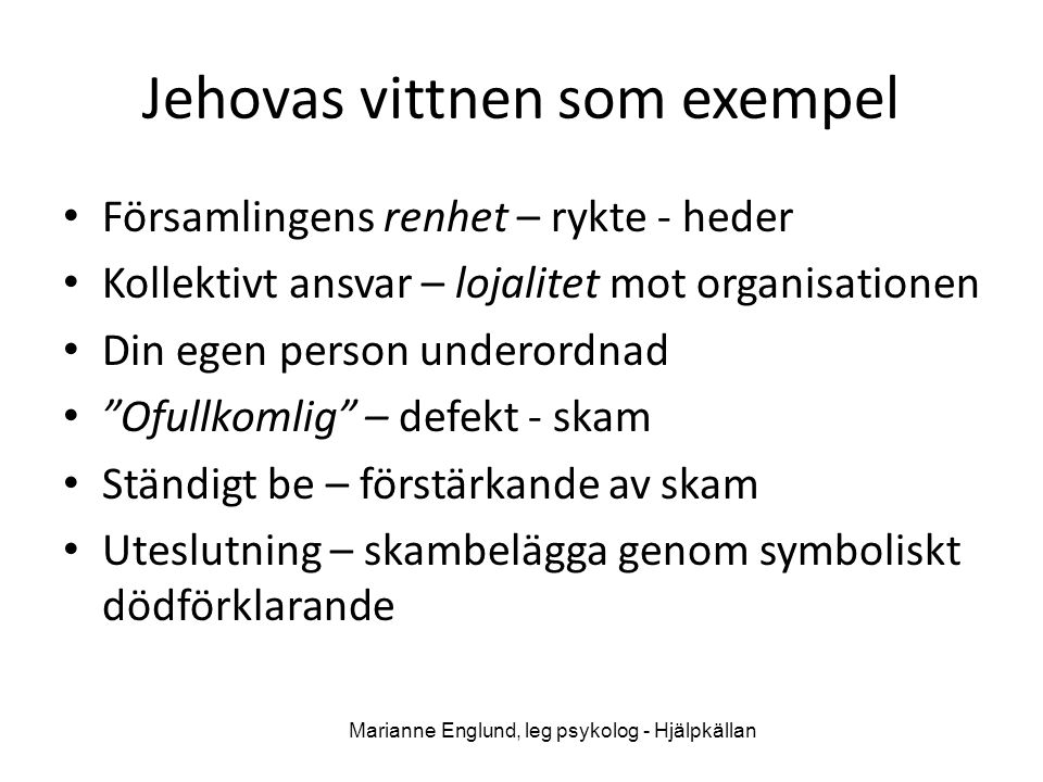 Jehovas vittnen som exempel