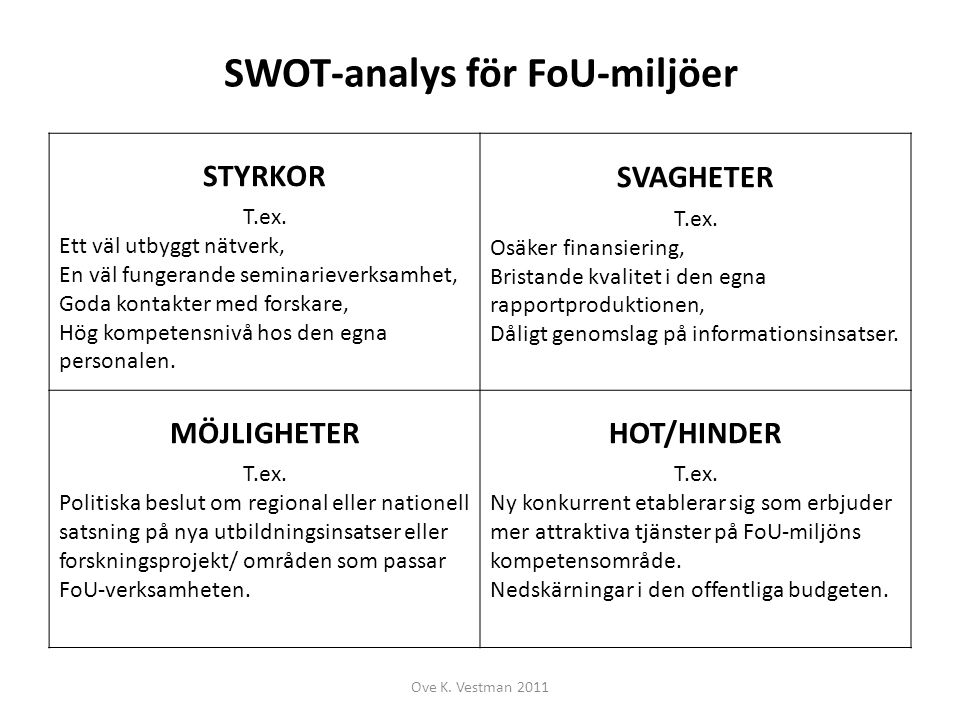 SWOT-analys för FoU-miljöer