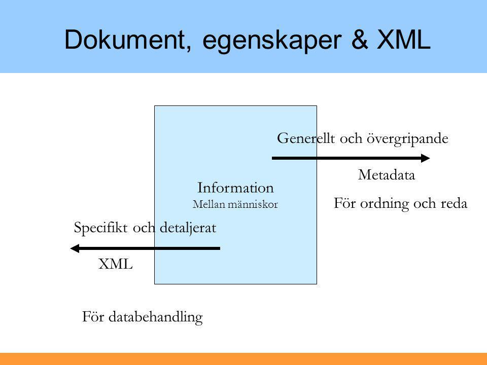 Dokument, egenskaper & XML