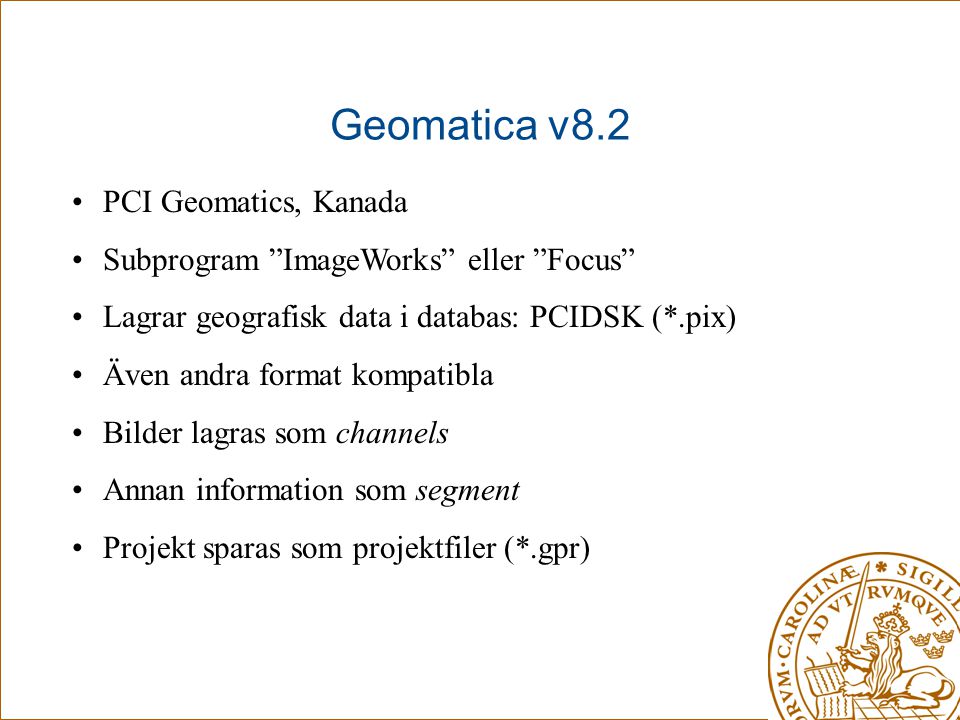 Geomatica v8.2 PCI Geomatics, Kanada