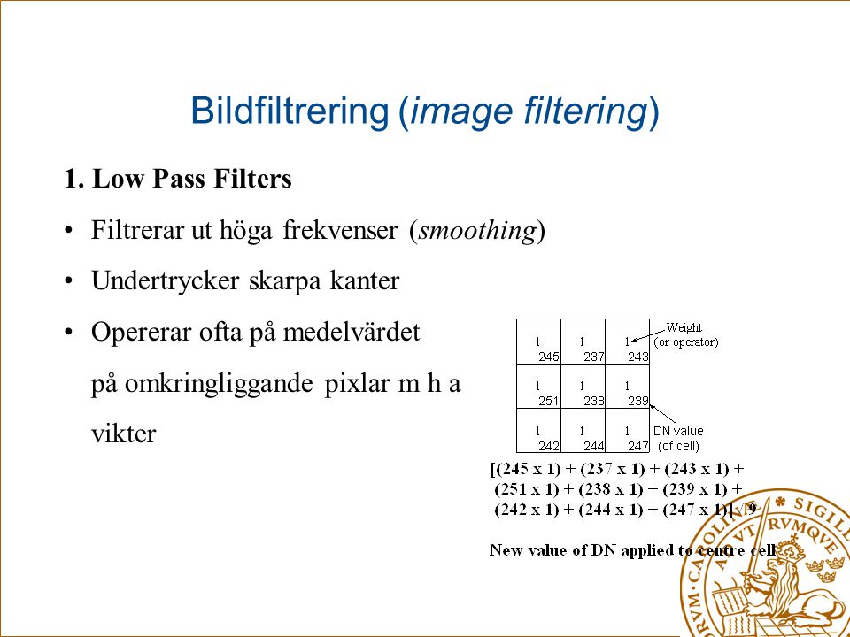 Bildfiltrering (image filtering)