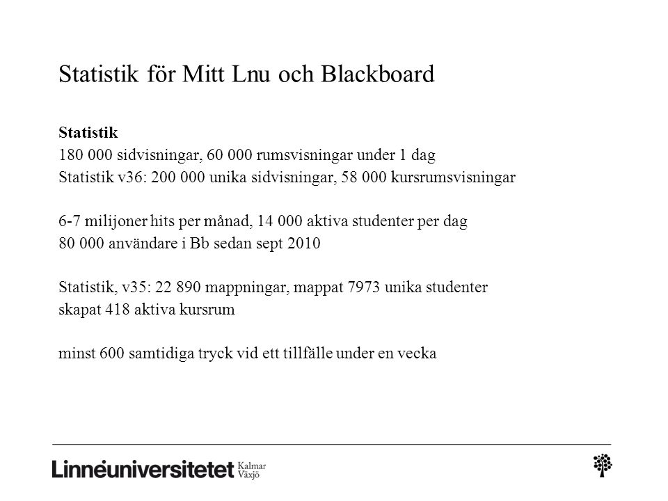 Statistik för Mitt Lnu och Blackboard