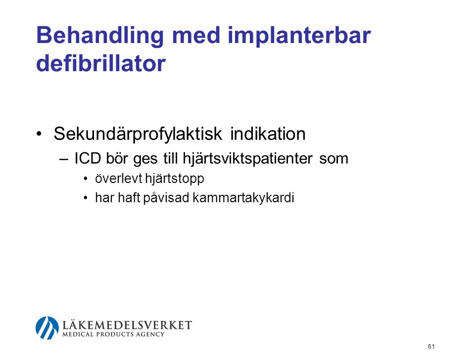 Behandling med implanterbar defibrillator
