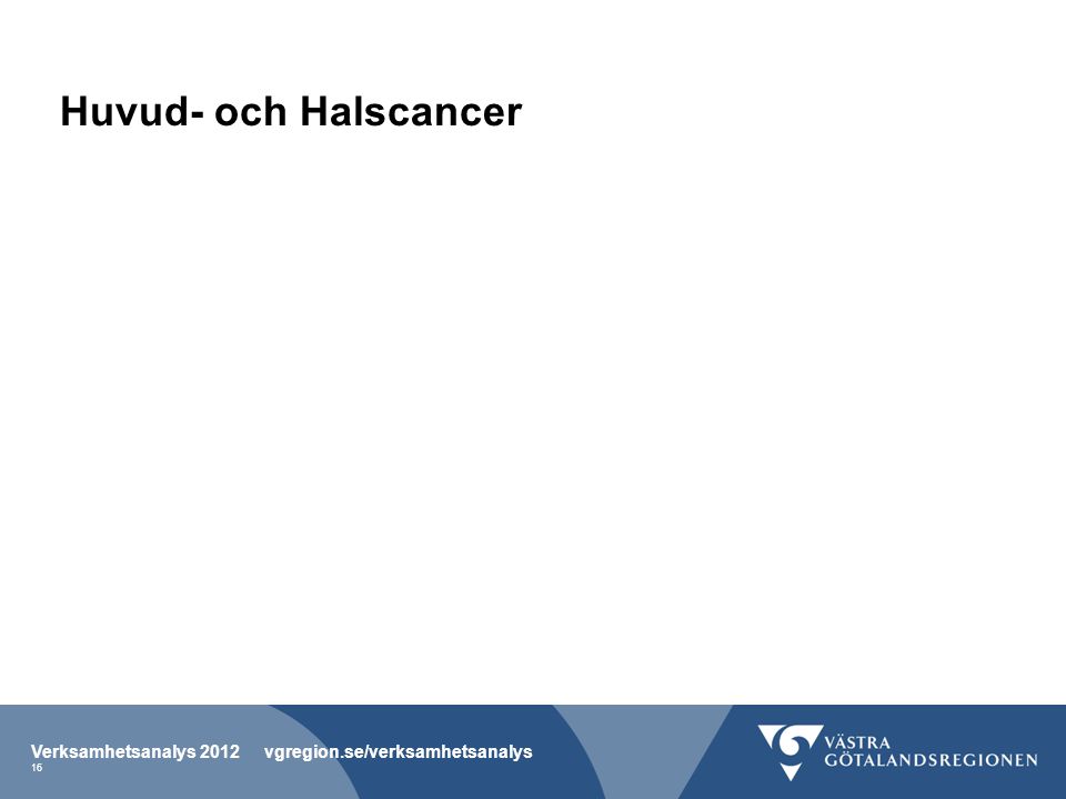 Huvud- och Halscancer Verksamhetsanalys 2012 vgregion.se/verksamhetsanalys