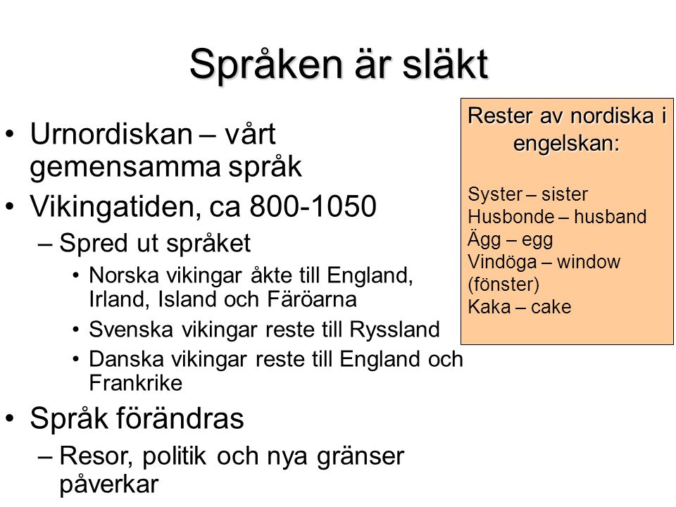 Rester av nordiska i engelskan:
