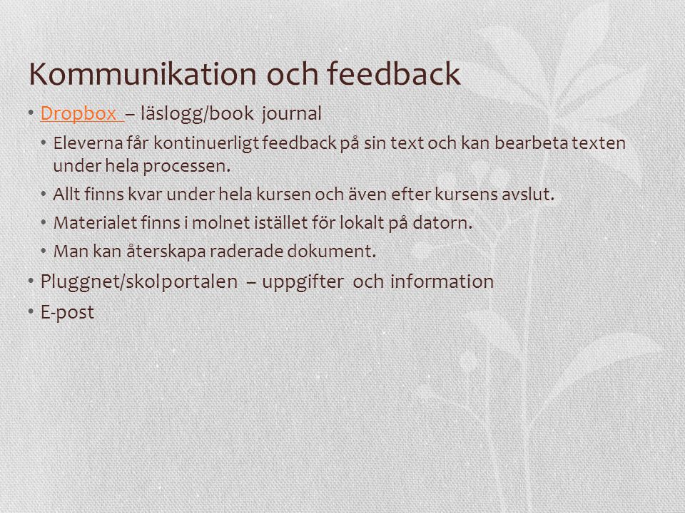 Kommunikation och feedback