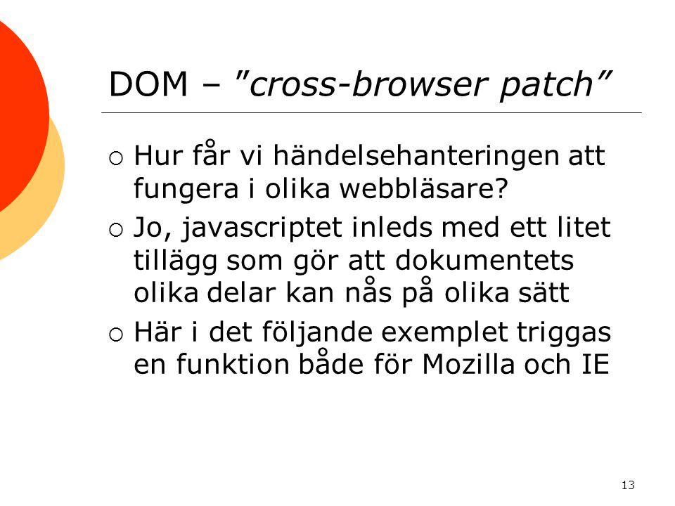 DOM – cross-browser patch