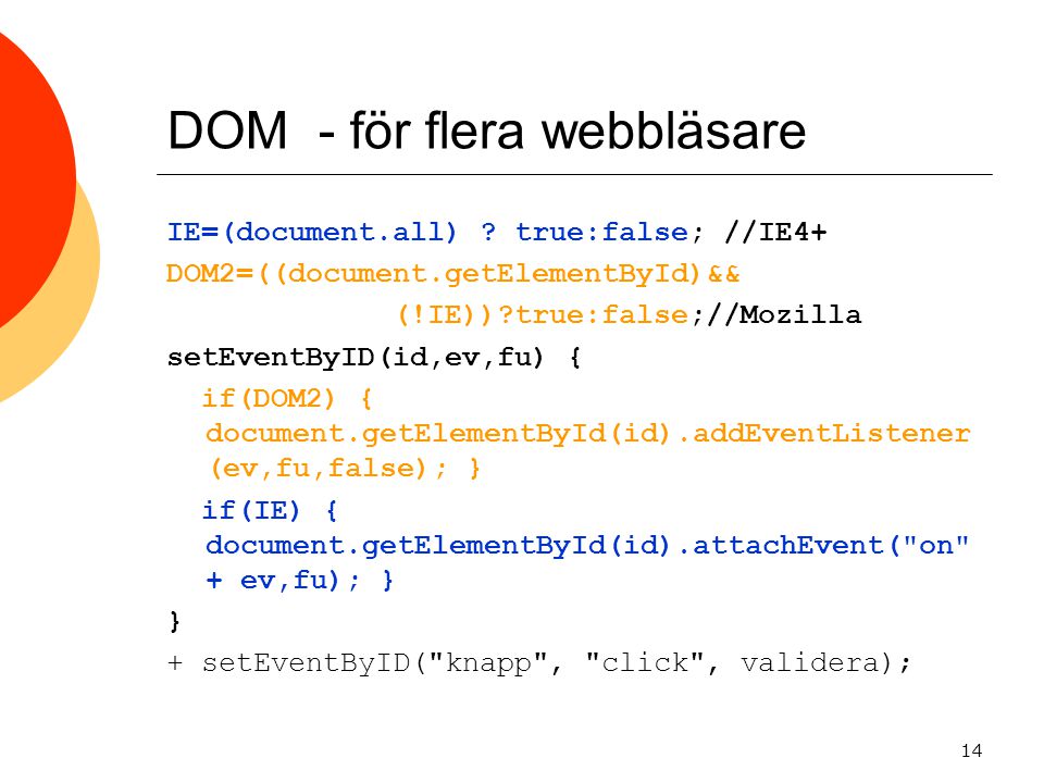DOM - för flera webbläsare