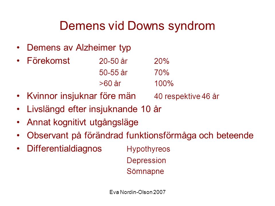 Demens vid Downs syndrom