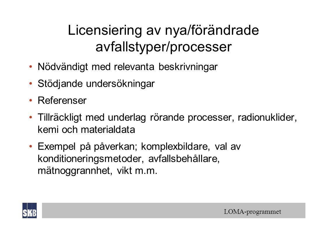 Licensiering av nya/förändrade avfallstyper/processer