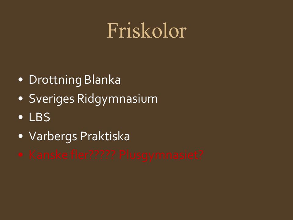 Friskolor Drottning Blanka Sveriges Ridgymnasium LBS