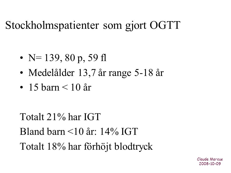 Stockholmspatienter som gjort OGTT