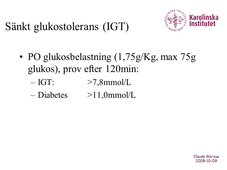 Sänkt glukostolerans (IGT)