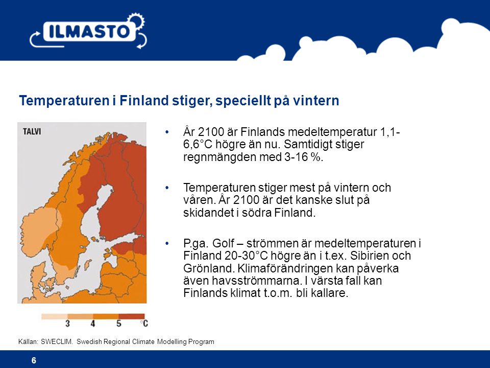 Temperaturen i Finland stiger, speciellt på vintern