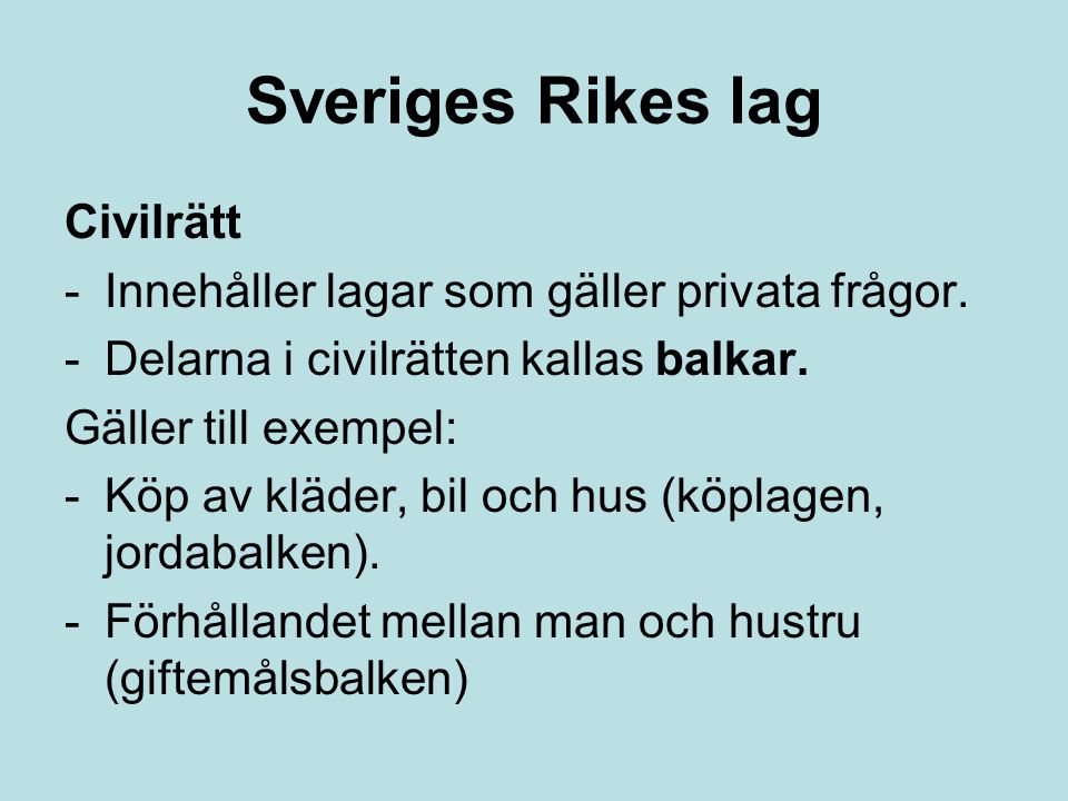 Sveriges Rikes lag Civilrätt