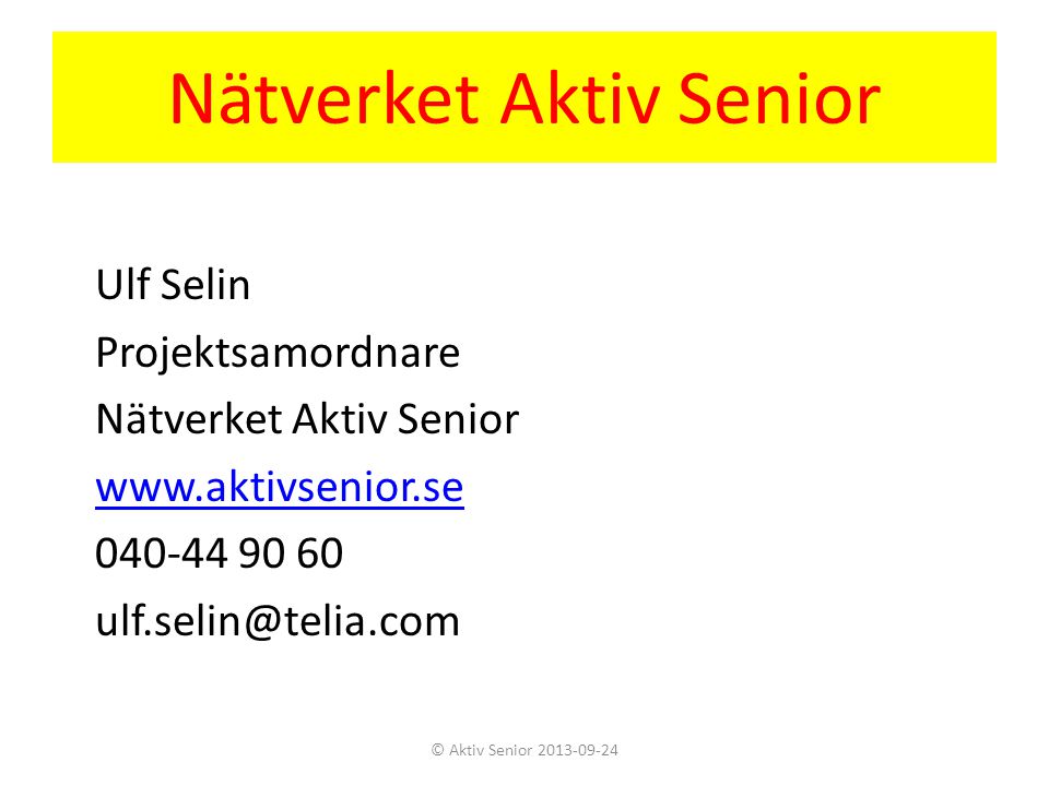 Nätverket Aktiv Senior