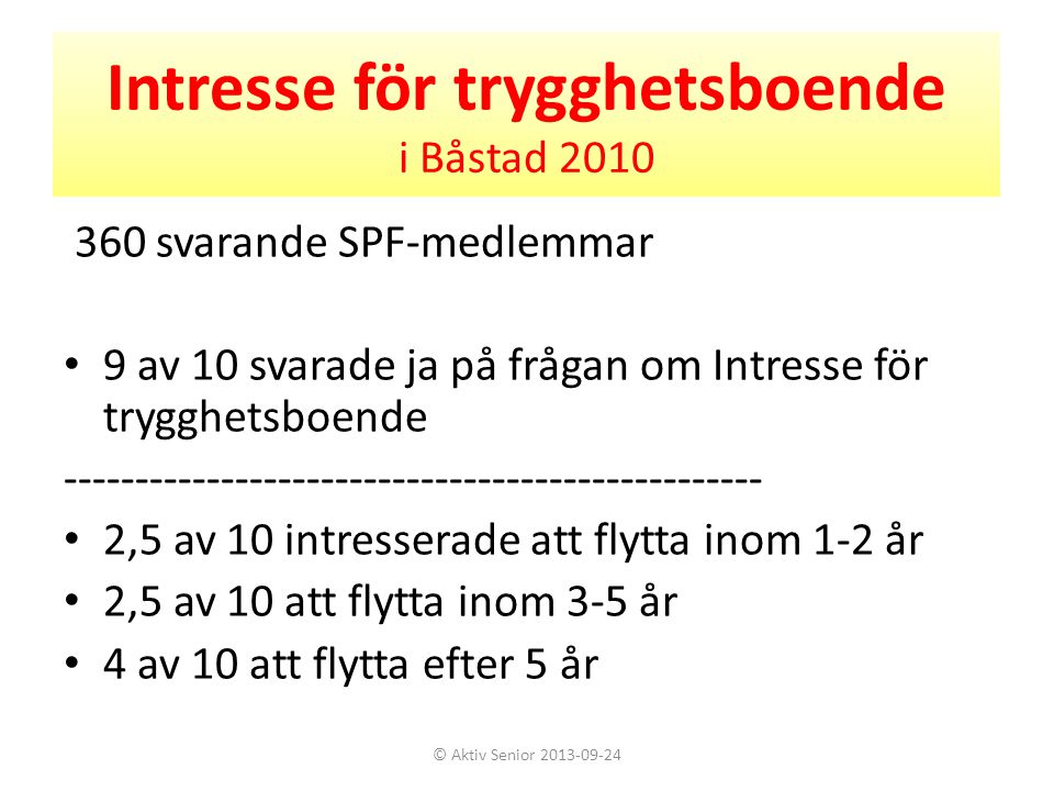 Intresse för trygghetsboende i Båstad 2010