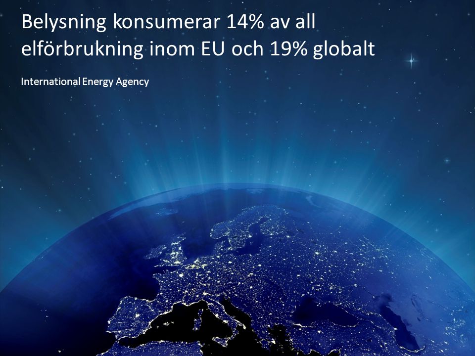 Belysning konsumerar 14% av all elförbrukning inom EU och 19% globalt
